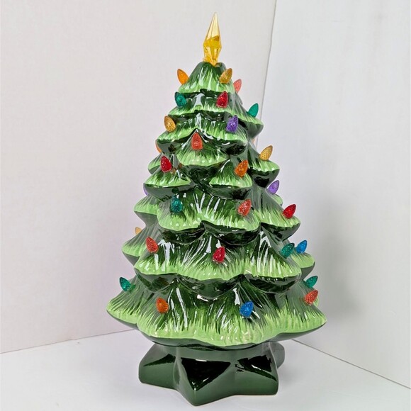 Mr. Christmas 14 inch Multicolor Light Up Green Nostalgic Ceramic Christmas Tree - Picture 9 of 12